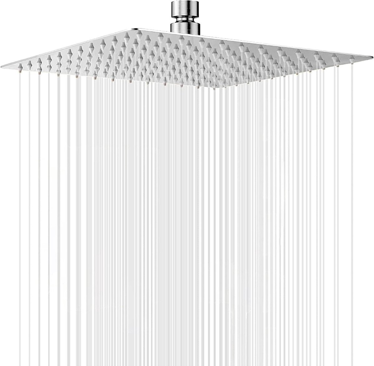 Regendouchekop deluxe 20 cm - Zilver - 30 cm - Roestvrijstalen Vierkante Regendouchekop - Voor Ontspannende Douches