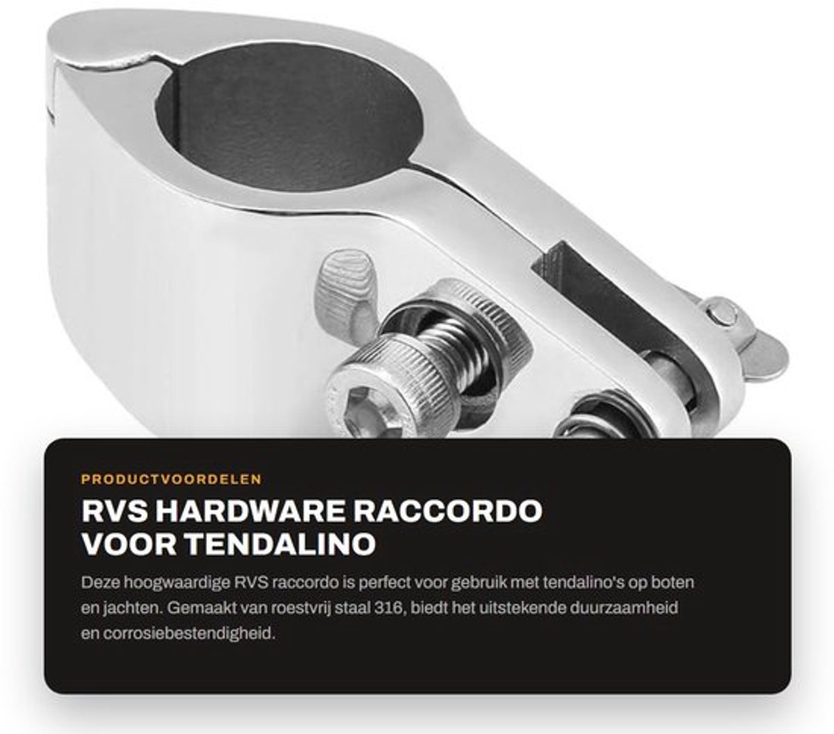 Raccordo Hardware - Roestvrij Staal 316 - Scorrevole Cerniera - Marine Toepassing - 22 mm Binnendiameter - 65 mm Lengte - 134 g Gewicht - Maritieme Bevestiging