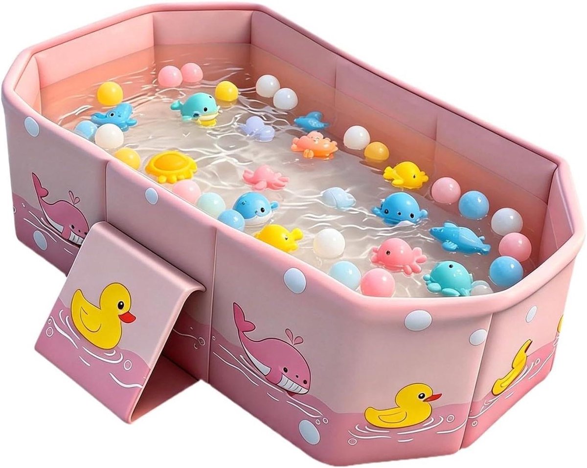 Opvouwbaar Kinderbad - Babybadje Eend - Veilig Baden - Kantelpreventie - 78x41x21 cm - Roze
