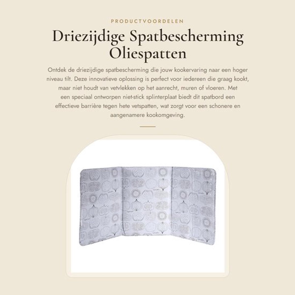 Spatbescherming Driezijdig - Niet-stick Splinterplaat - Scharnierplaten - Onderhoudsarm - Beschermende Barrière - Gemakkelijk Schoon Te Maken - Spatbord