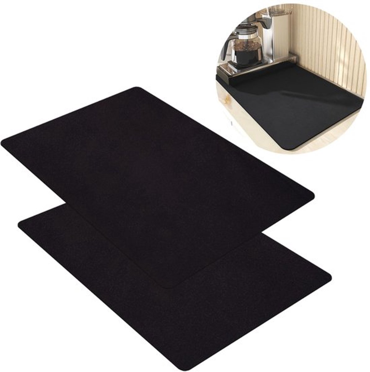 Afdruipmat 40 x 50 cm - 2 stuks - Absorberend - Duurzaam - Krasbestendig - Houdt werkbladen droog - Onderzetter