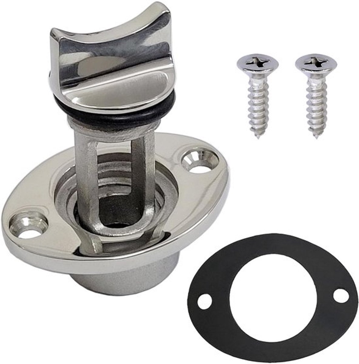 Bilge Drain Plug - 316 Roestvrij Staal - 25mm Bung - 50x38x50mm Flens - 5mm Schroefgat - Geschikt voor Marine - Afvoerkraan