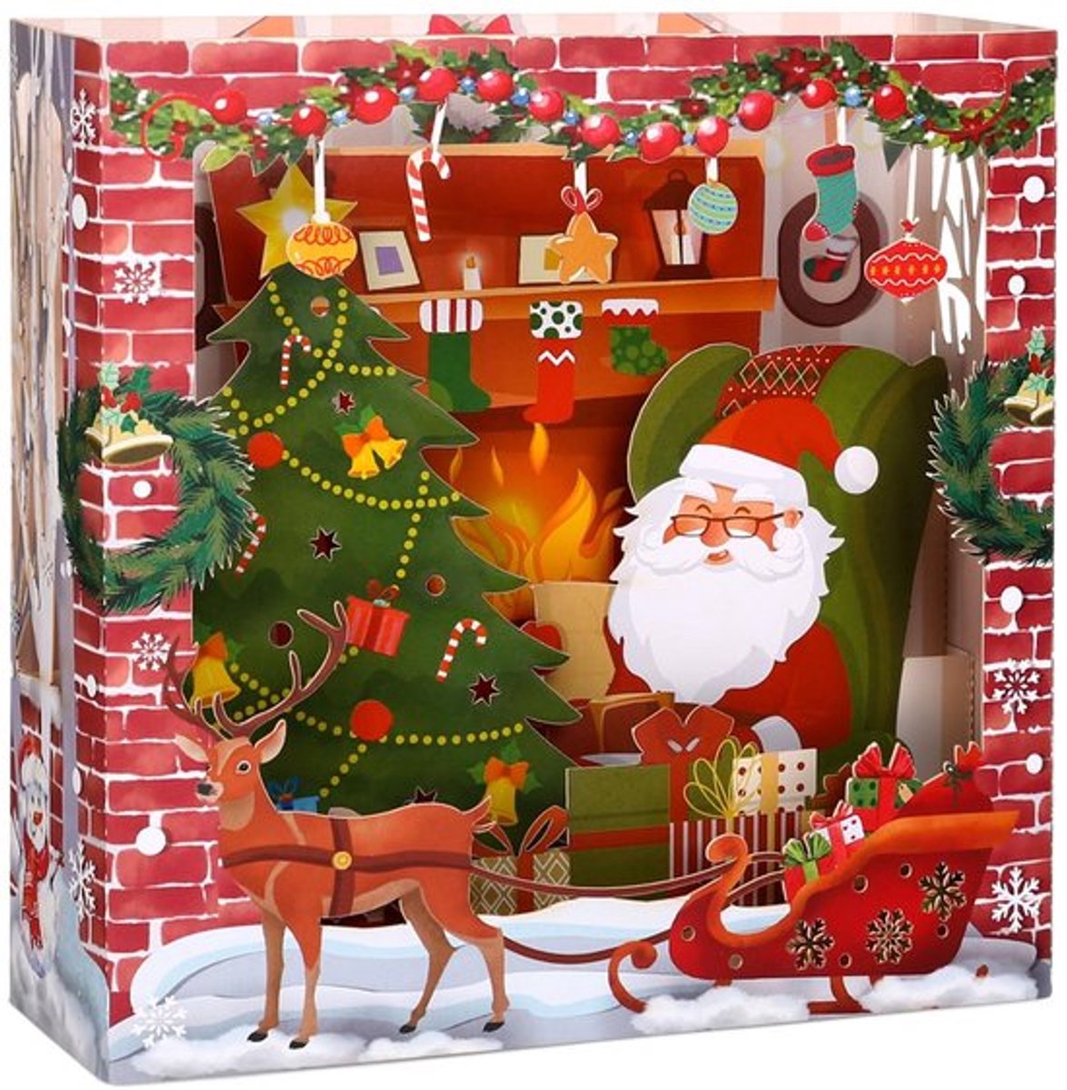 Wenskaart Pop-up - 3D Wenskaart - Kerstwenskaart 15 x 15 x 5 cm - Wenskaarten Set - Met Envelop - Geschikt voor Kinderen en Volwassenen - Kerstkaart