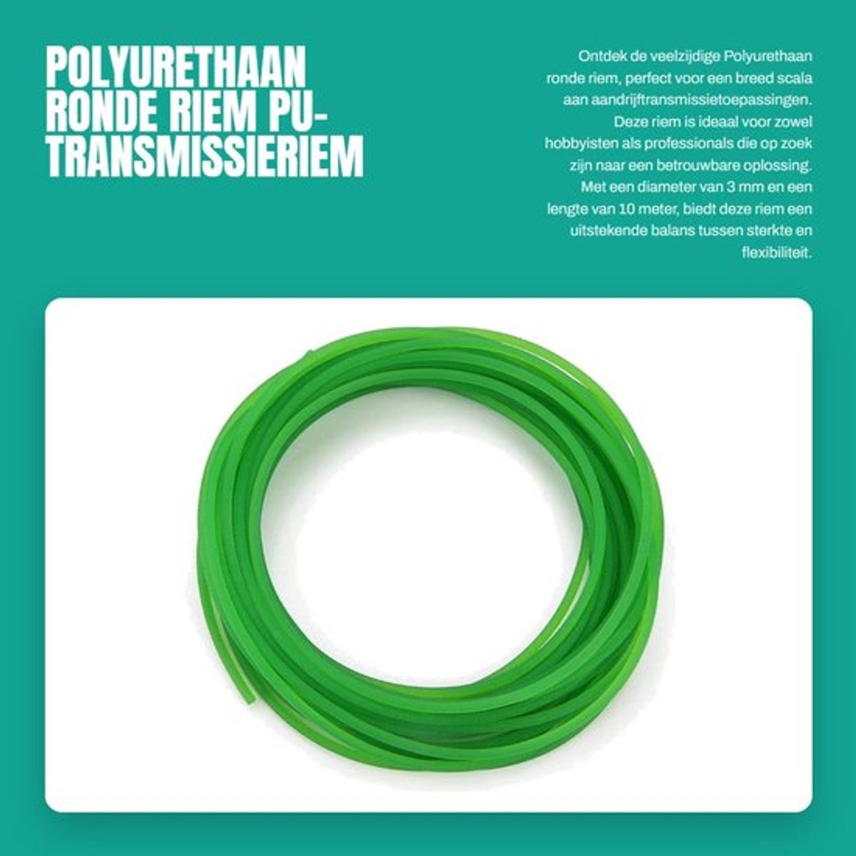 Polyurethaan Riem - Ronde PU-transmissieriem - Aandrijftransmissie - Ruwe Urethaan - 3mm x 10m - Duurzaam en Flexibel