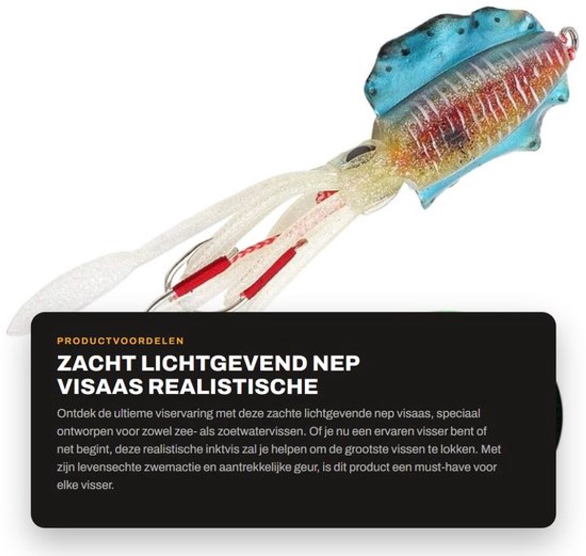 Nepvisaas Zacht Lichtgevend - Inktvis Aas - 3D Ogen - Vissen Lokken - Duurzaam PVC - Realistische Zwemactie - Inktvisaas