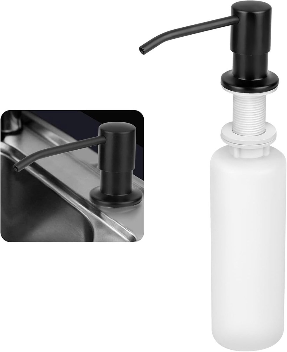 Roestvrijstalen keuken-gootsteen zeepdispenser - Zwart - 300 ml - Ingebouwde zeep- en afwasmiddeldispenser - Voor keuken en badkamer