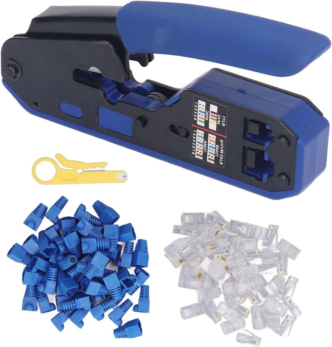 RJ45 Krimptang Set - Netwerkkabel Tang - Netwerk Installatie - 3-in-1 Functionaliteit - 100 Delen - Zwart