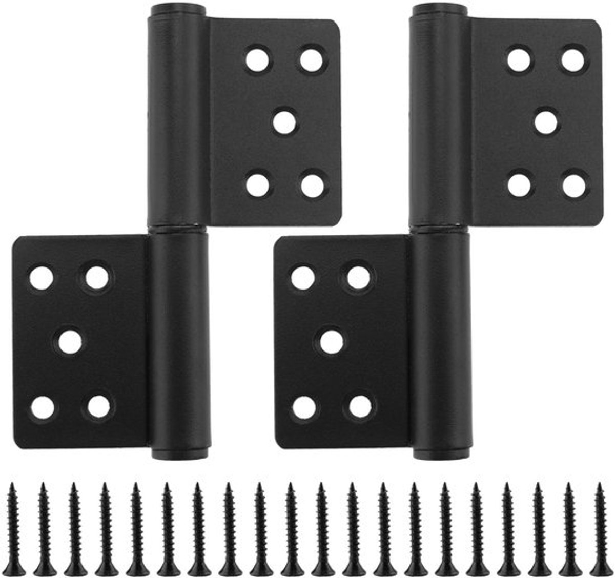 Deurscharnieren 132 x 58 mm - Roestvrij Stalen Scharnier - Inklapbaar - Zwarte Schroeven - Draagkracht tot 80 kg - Hoge Kwaliteit