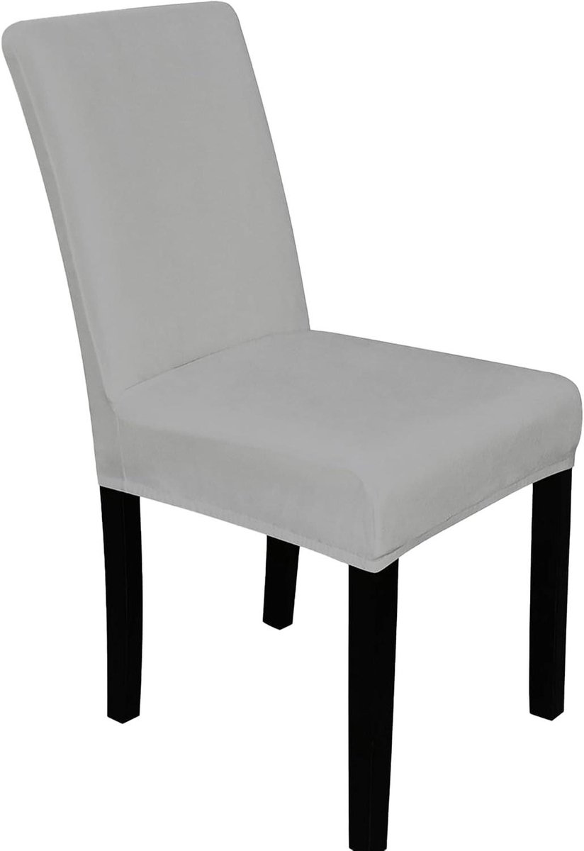 Stoelhoezen - Banket hoezen - Eettafel decoratie - Zachte velvet stof - 4 stuks - Zilver grijs