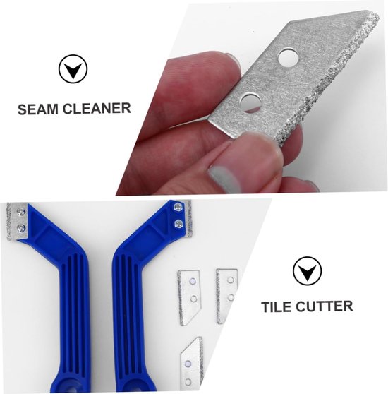 Tegelvoegen Schraper - Voegenverwijderaar Kit - Badkamer Renoveren - Met Vervangbare Messen - 20.5 x 7.5 cm - Blauw — afbeelding 3