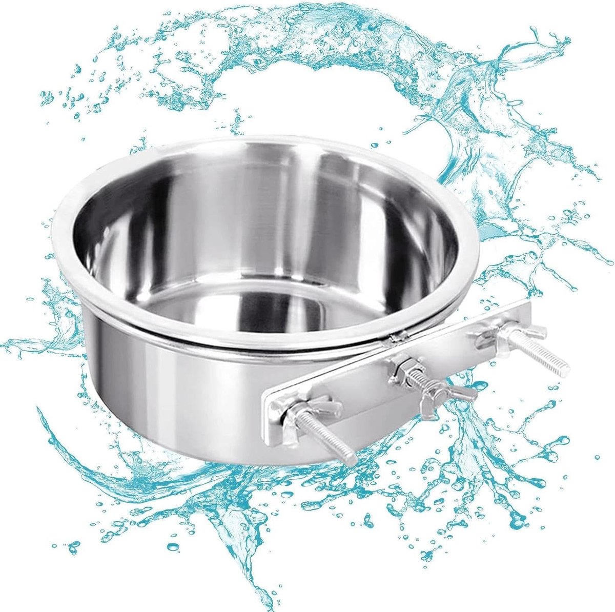Honden Voerbak - Waterbak Hond Voerbak Dier - Veilig Voeren - Verstelbare Montage - 16 cm - Zilver