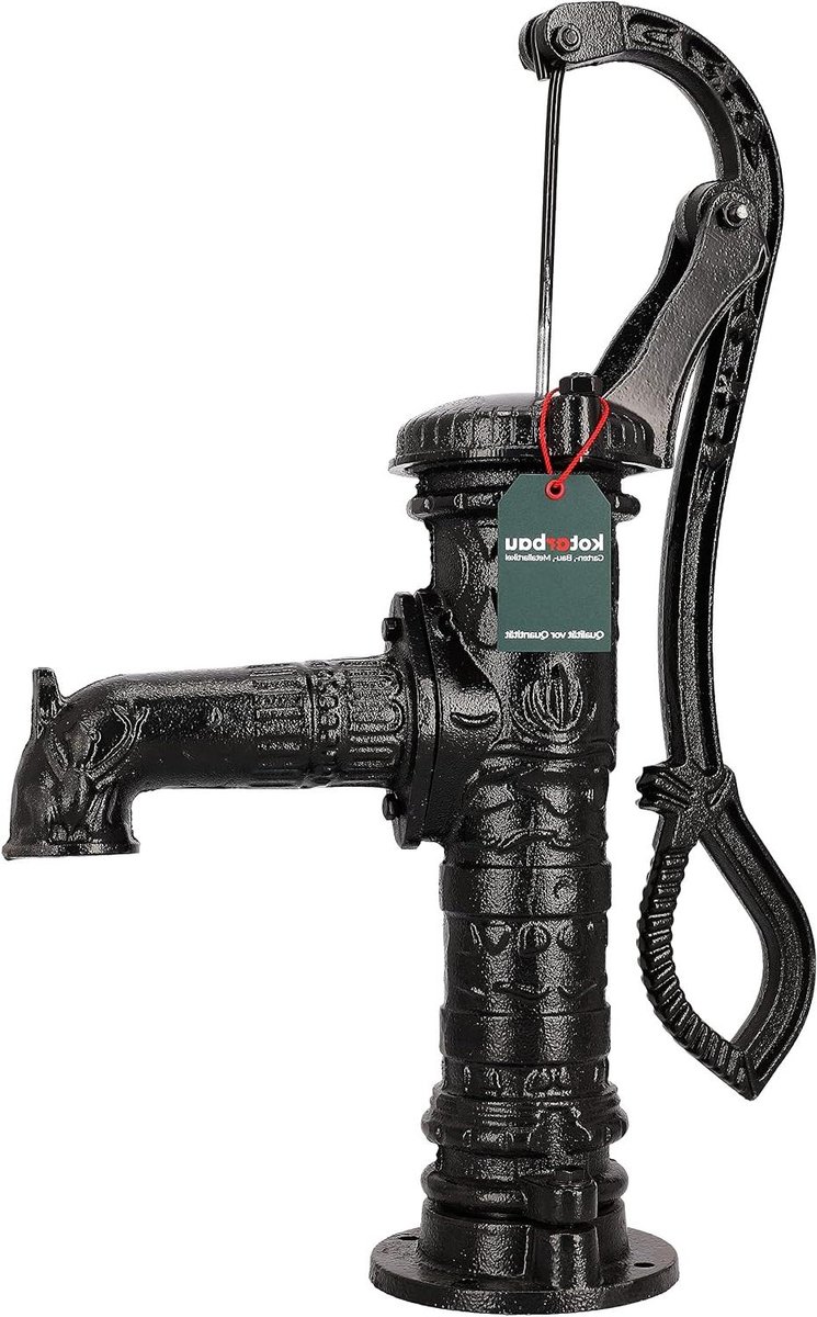 Handwaterpomp Gietijzer - Zwenkpomp Tuinpomp - Water Winnen - Decoratief Sierpatroon - 650 mm Hoog - Zwart