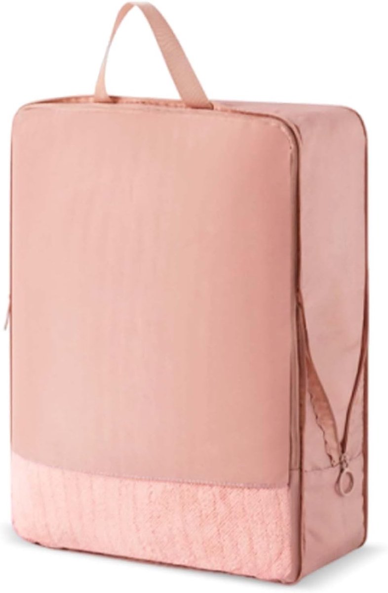 Bagageorganizertas voor compressiekleding, 34 x 26 x 10 cm, dubbele ritssluiting, roze, reisaccessoires voor handbagage en rugzakken, ideaal voor efficiënt inpakken en reizen