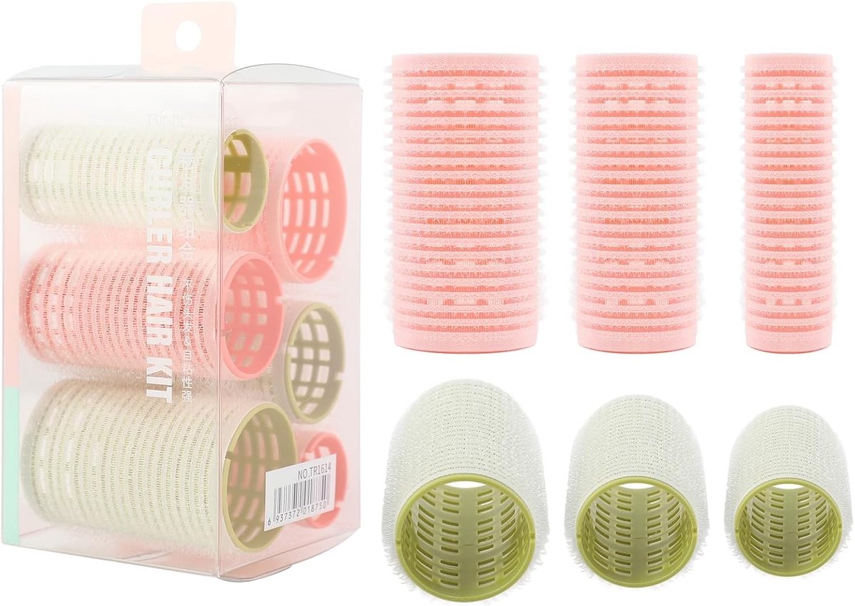 Grote Haarrollers voor Volume, Set van 6, Geschikt voor Lang en Kort Haar, Perfect voor Krullen en Styling