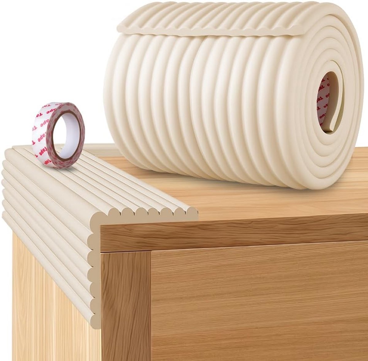 Multifunctionele Schuim Bescherming 2 m x 20 cm, Zelfklevend, Niet-Toxisch, Zachte Schuimrand voor Veiligheid van Ouderen en Kinderen, Extra Brede Hoekbescherming