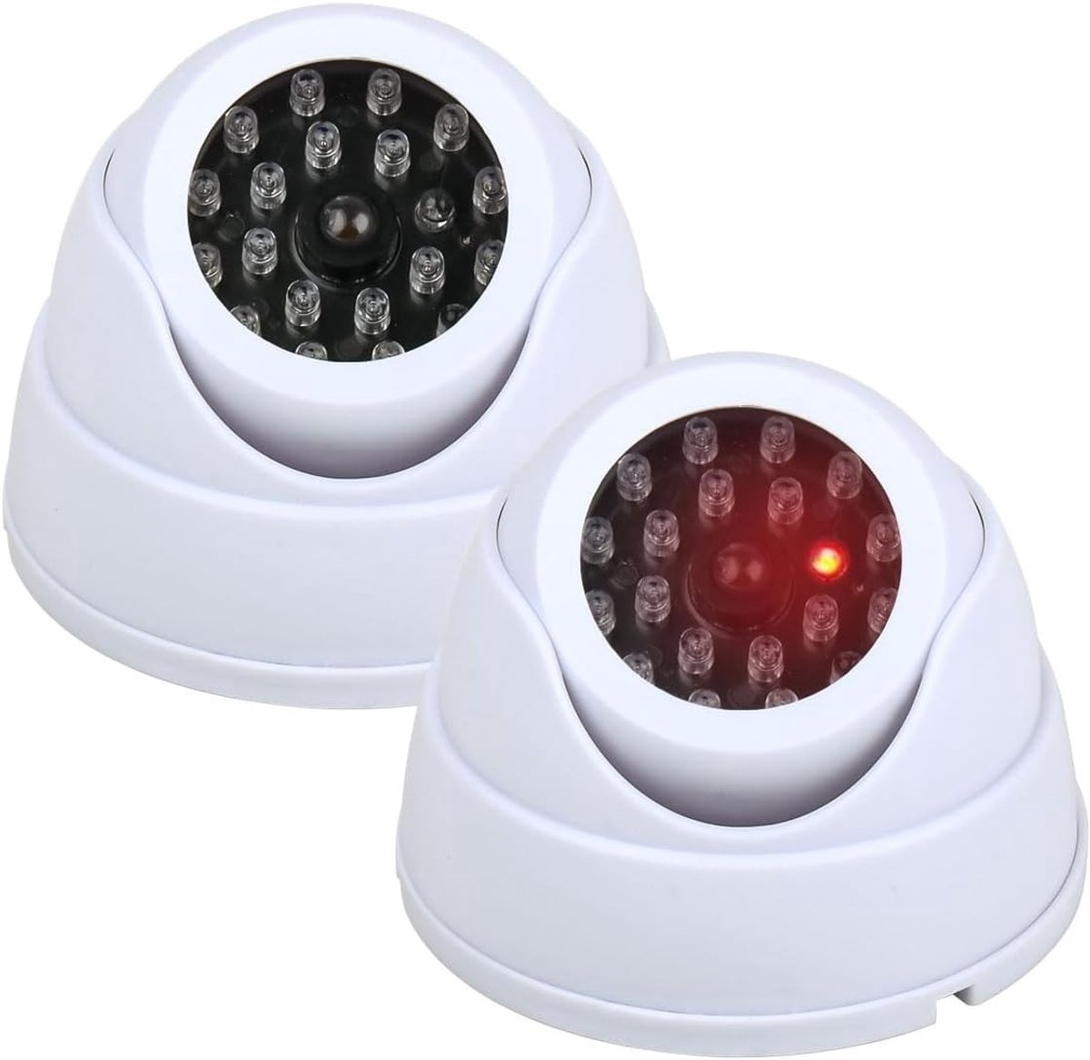 Dummy Beveiligingscamera - Wit - 9,5 x 7,5 cm - Waterdichte Simulatie met Knipperend LED Licht - Voor Binnen en Buiten