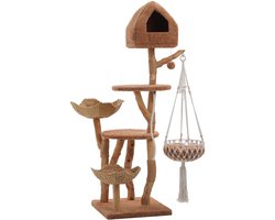 Kattenu PureWood Deluxe Marron - Arbre à chat tronc en bois - arbre à chat en bois pour chats - arbre à chat design en bois