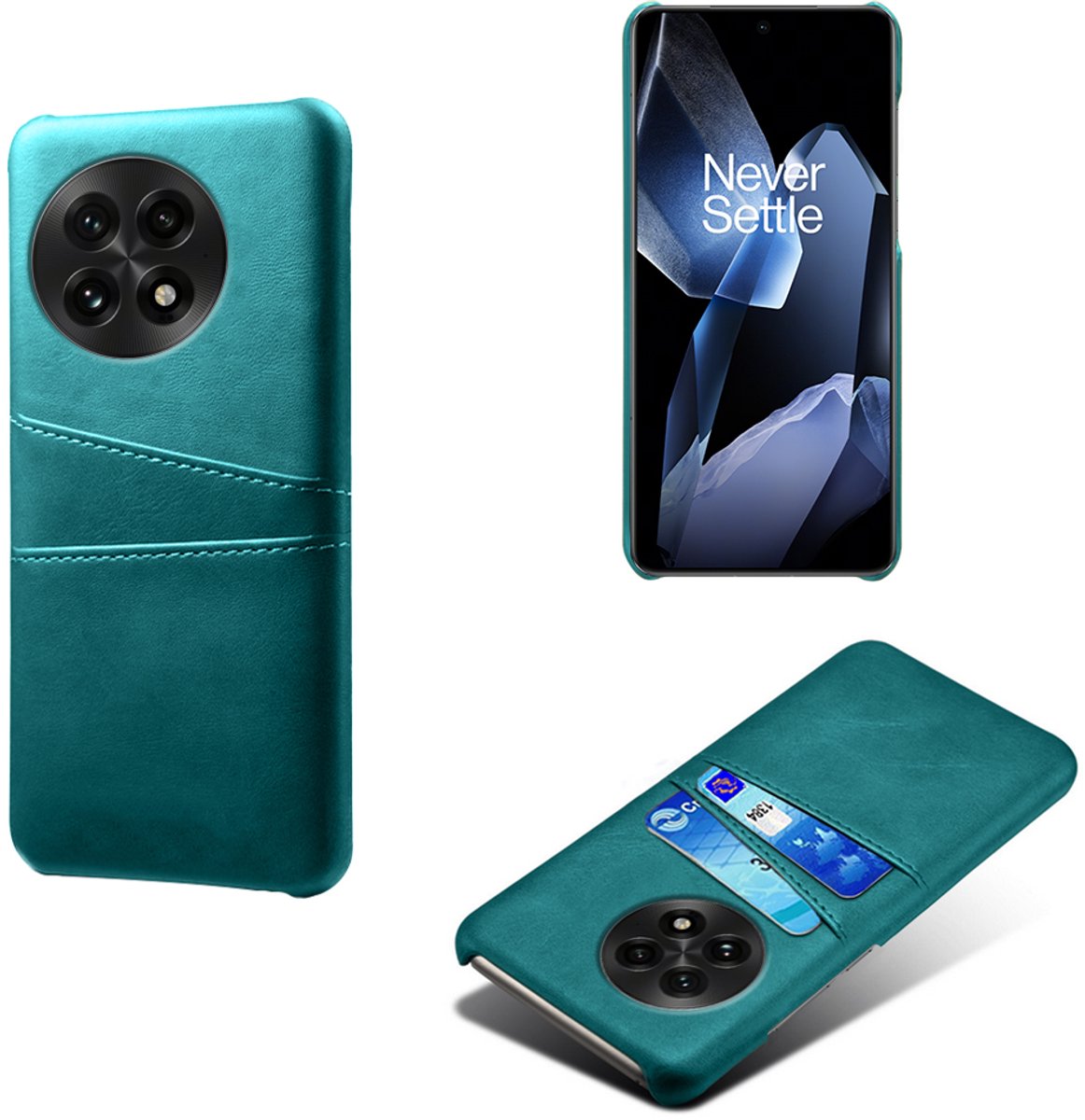 Backcover met Opbergvakjes + Glas Screenprotector voor OnePlus 13R _ Groen