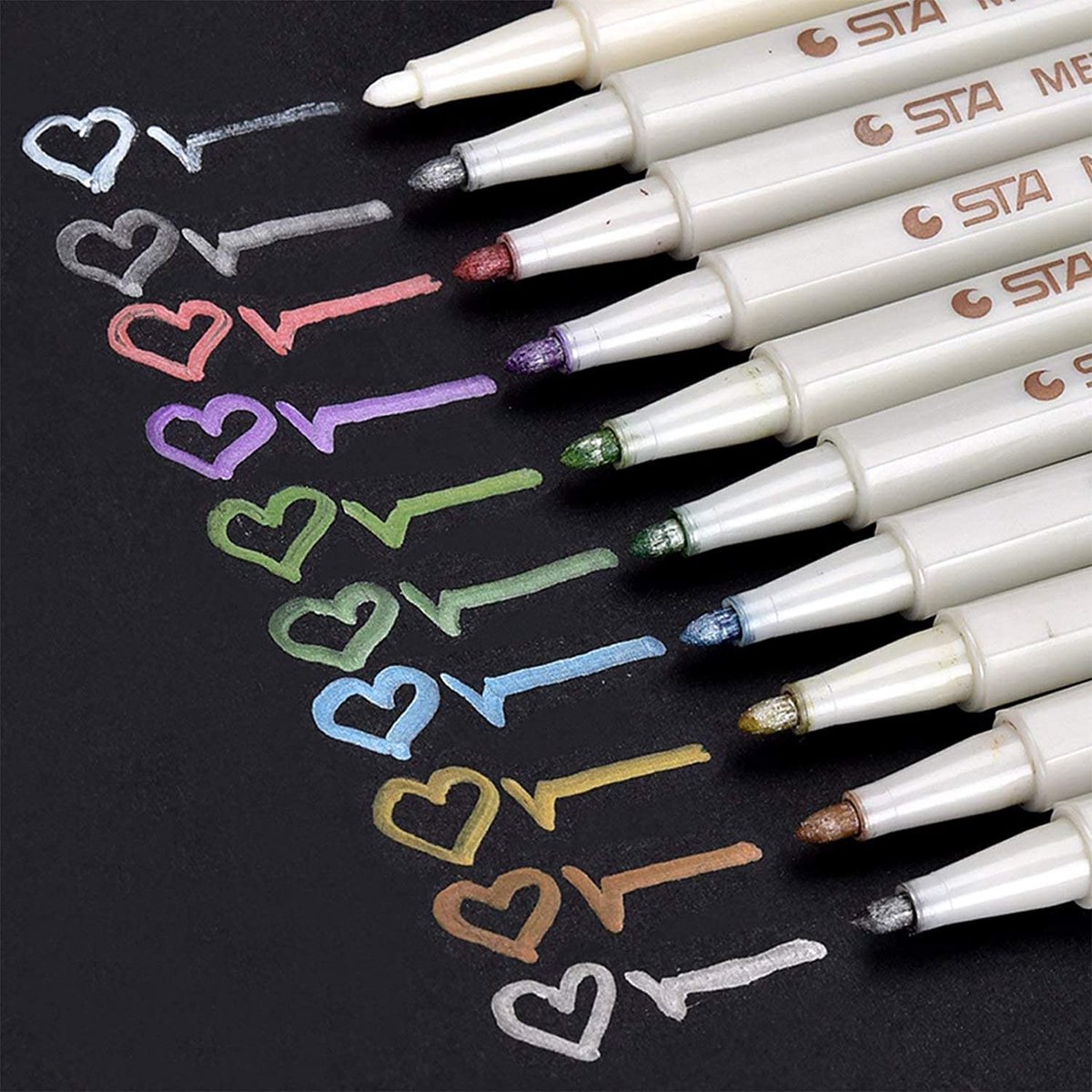 Set van 10 metallic markeerstiften voor creatief gebruik