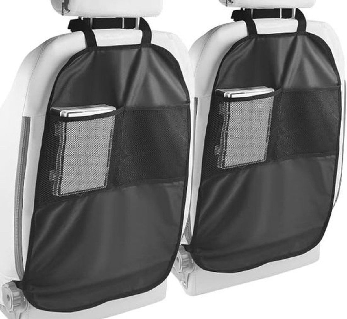 Zitbeschermers Waterdicht - 2 Stuks - Achterbank Beschermers - Opbergfunctie - Hoogwaardige Ruimteleer - Verstelbaar 44x66 cm - Autozitbeschermers