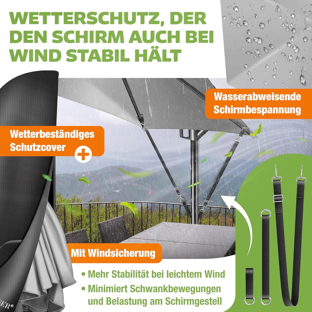Zweefparasol Aluminium - Tuinparasol Marktparasol - Terras Beschutting - Verstelbare Kantelhoek - 350cm - Lichtgrijs – foto 2