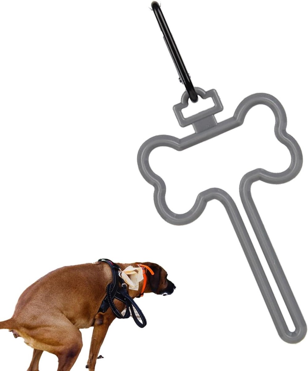 Hondenpoepzakhouder - Poepzakclip - Honden uitlaten - Sterk draagvermogen - 11.5 x 6.5 cm - Grijs