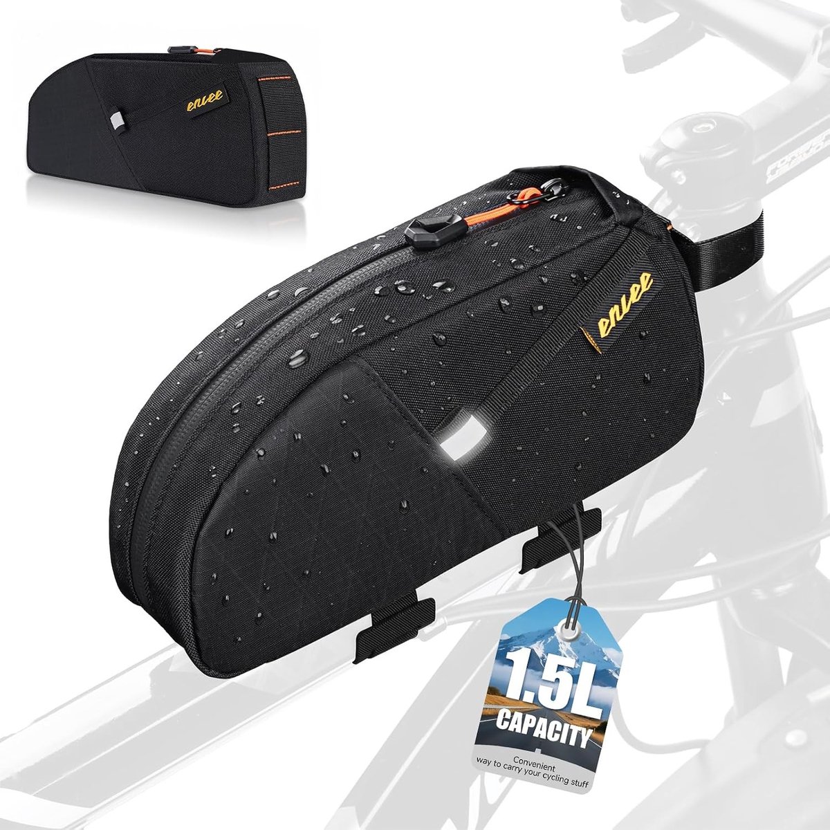 Fietstas enkel - Zwart - 1,5 liter - Waterdichte Fietsopbergtas voor Racefiets en Mountainbike