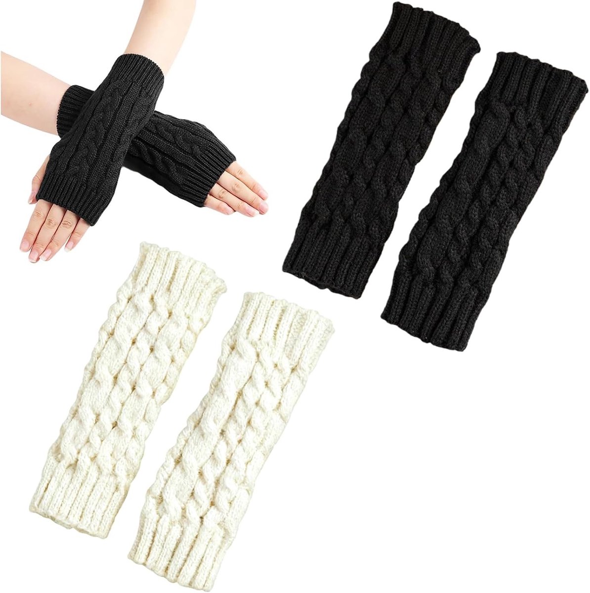 Handwarmers voor Vrouwen - Vingerloze Handschoenen en Armwarmers - Zachte Gebreide Handschoenen met Duimopening voor Extra Comfort en Warmte