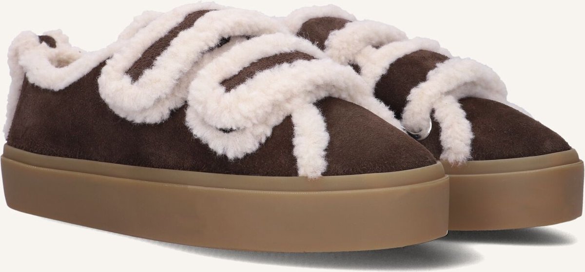 Inuikii Shearling Low Velcro Instappers - Dames - Bruin - Maat 42