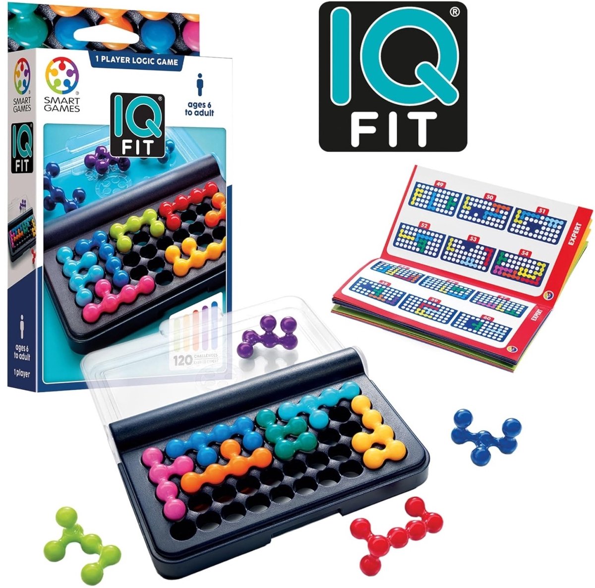 SmartGames IQ Fit - Logisch Denkspel & Reispuzzel - 120 Opdrachten met 3D Puzzelstukken - Educatief Solospel voor Kinderen en Volwassenen - Vanaf 6 Jaar — cadeau in Spellen & Speelgoed - foto 2