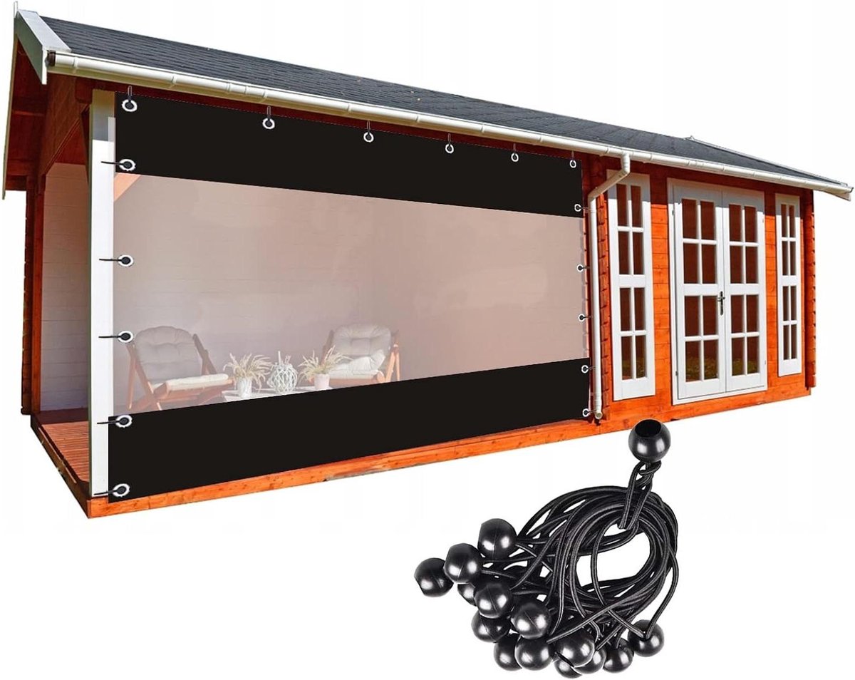Outdoor Zeilgordijn - Terrasgordijn Veranda - Buitenruimte Beschermen - Waterdicht PVC Zeil - 1.6 x 2.5 m - Zwart