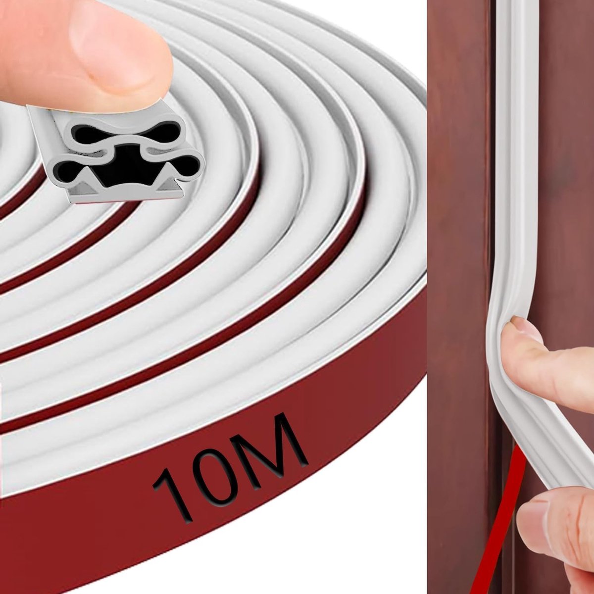 SnelShoppen - Zelfklevende Deur- en Raamafdichting 10 mm x 10 mm x 10 m - Silicone, Voor Warmte-isolatie en Stofbescherming - Wit