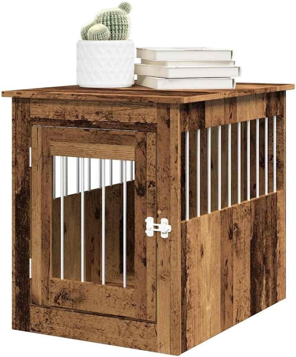 Hondenkooi Bijzettafel - Hondenbox Meubel - Veilig Verblijf - 2-in-1 Functie - 55 x 75 x 65 cm - Bruin