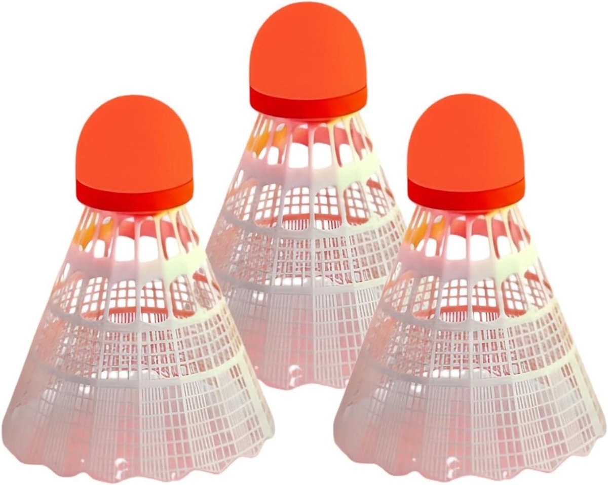 Badminton shuttles - Trainingsballen - Avondspel - Lichtgevend ontwerp - 3 stuks - Rood