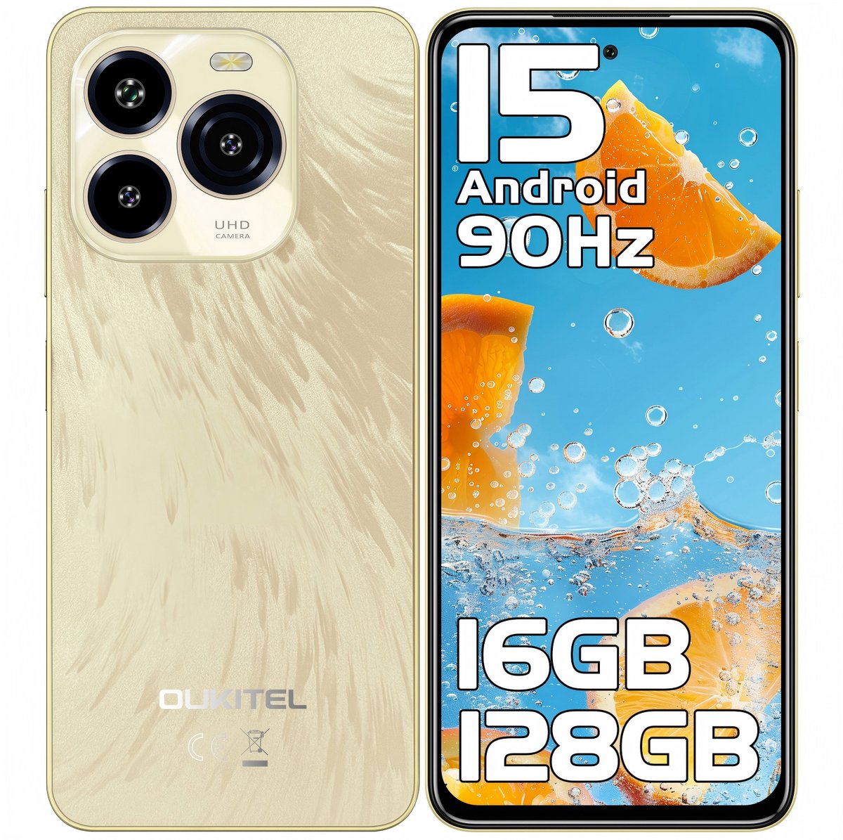 OUKITEL C65 Smartphone- 6,7 inch HD-16 GB RAM-128 GB opslag-5150mAh accu-50MP camera-Android 15