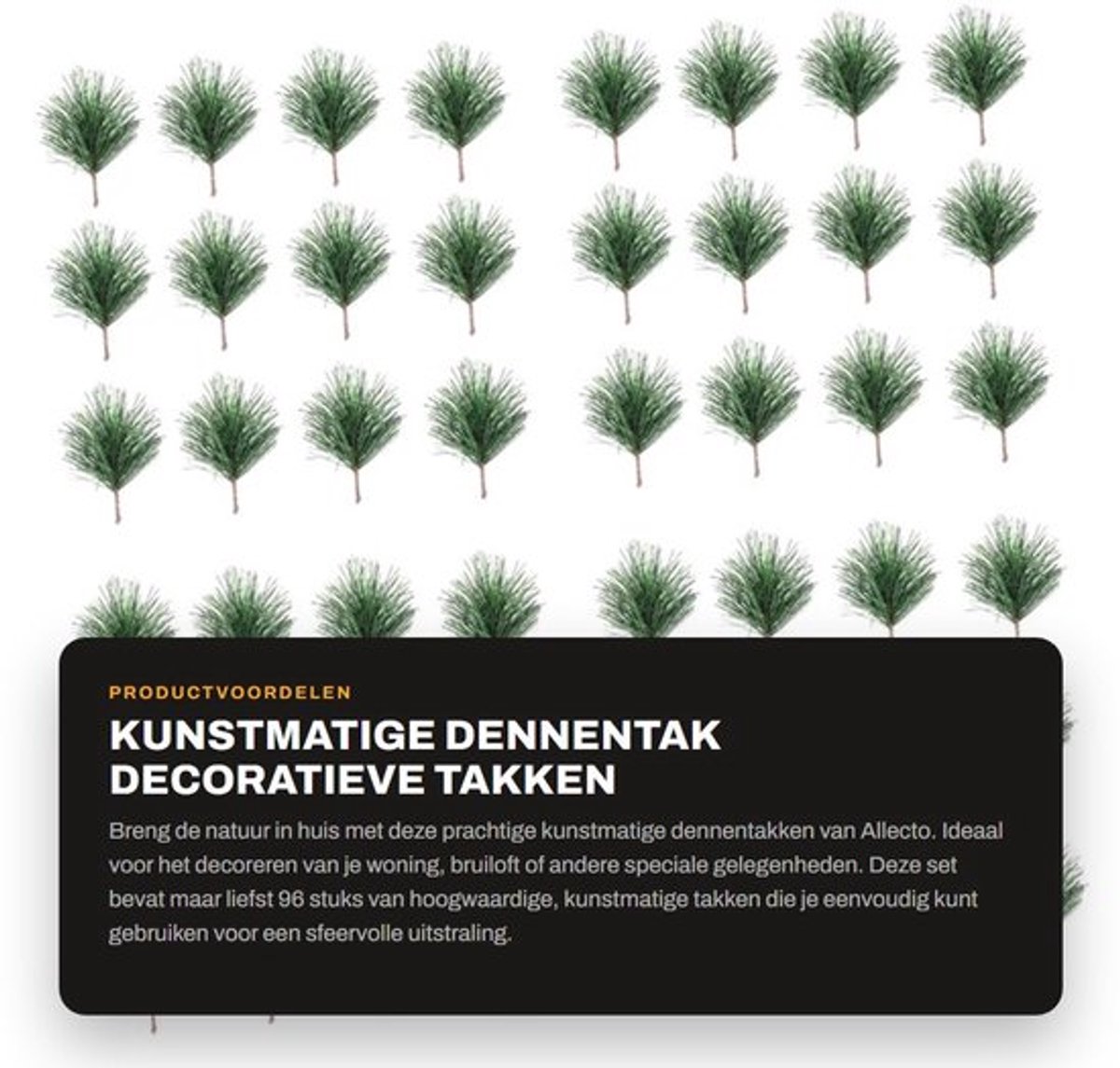 Kunstmatige Dennentak 96 Stuks - Kunstplant in Pot - Decoratie Takken - Kunstplanten - Kunstmatige Dennennaalden - Binnenkrans 7x5cm