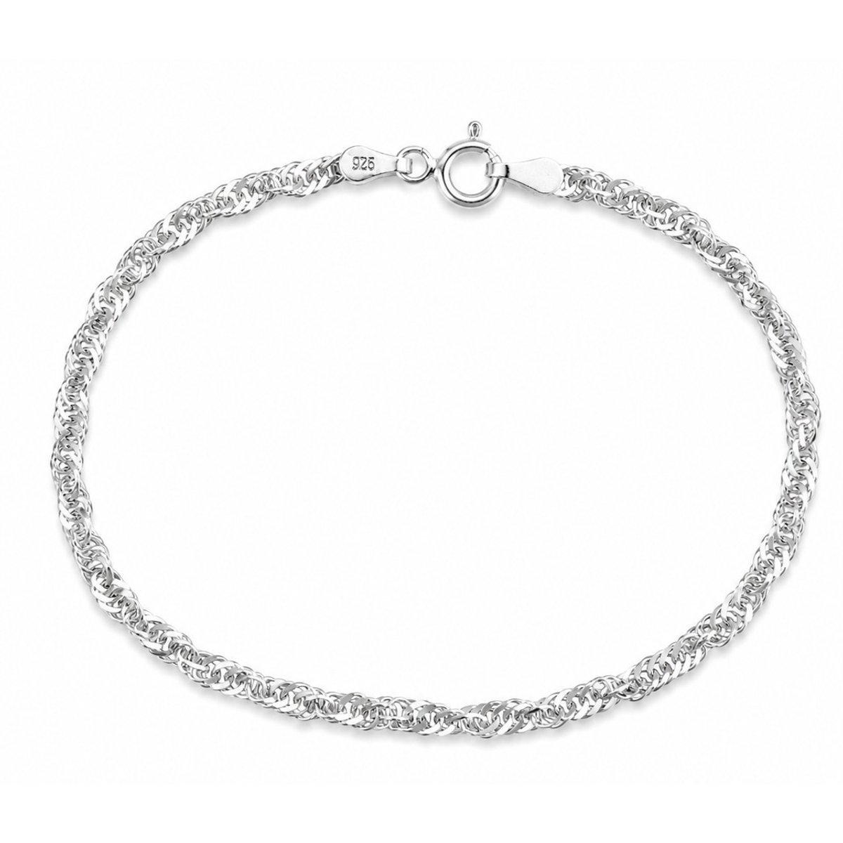 925 Sterling Zilveren Armband Spiga Schakel- 18.5 cm- Damesarmband met gedraaide schakel