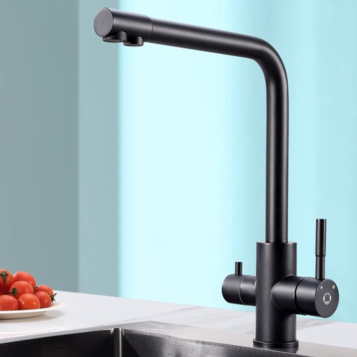 Keukenkraan 3-weg - Wastafelarmatuur met gefilterd water - 360° draaibare uitloop - Roestvrij staal 304 - Geschikt voor lage druk - Perlator 22 mm/18 mm
