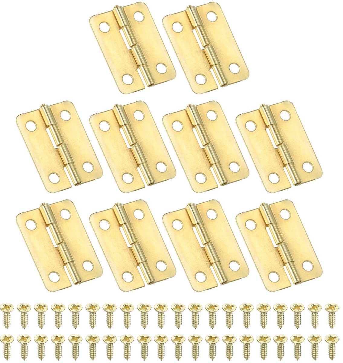 Set van 10 Mini Scharniere 270 Grad Goud 24x18mm met Schroeven