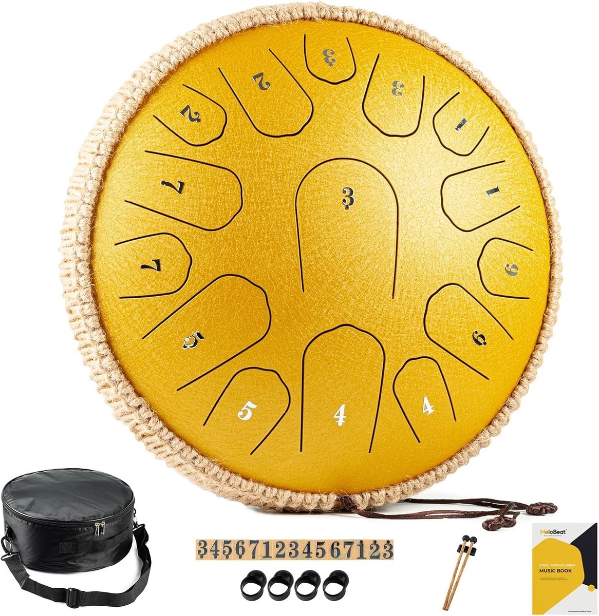 Tongue drum - Goud - 33 cm - Stalen Handpan met 15 Tonen - Voor Beginners en Professionals