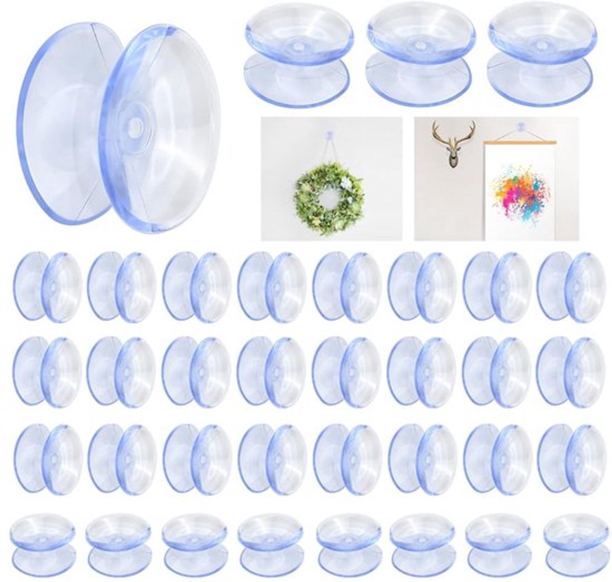 Zuignappen 20 stuks - Dubbelzijdige Zuignappen - Antislip - Schokabsorberend - Voor Glas/Spiegel - 20 mm Doorzichtig PVC - Zuignapjes