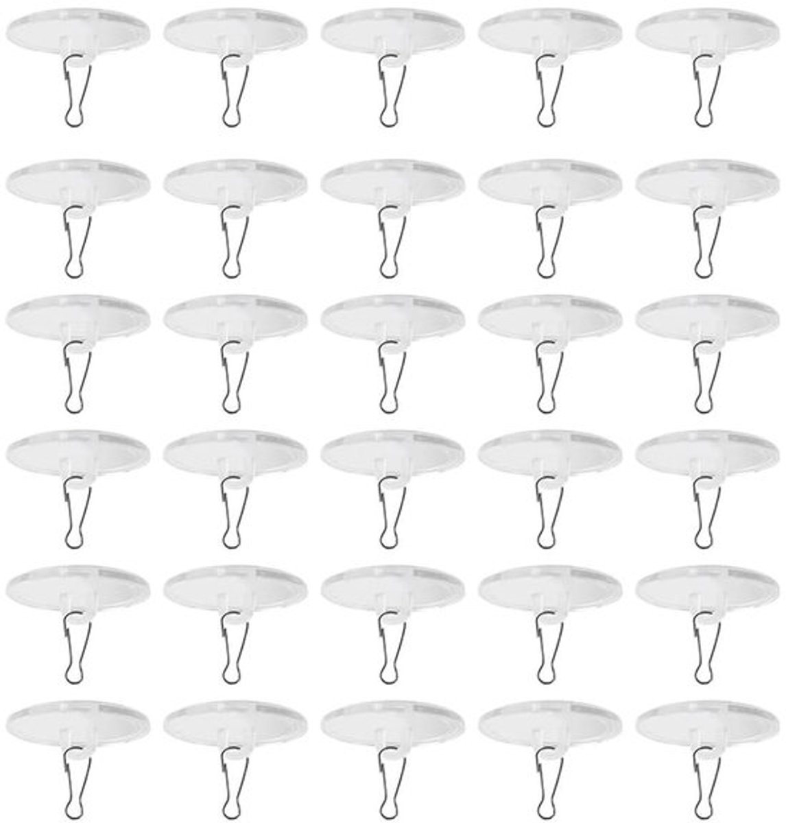 Plafond Haken 30 Stuks - Zelfklevend - Ronde Zuignap - Kunststof - Roestvrij Staal - Eenvoudig te Gebruiken - Haakjes