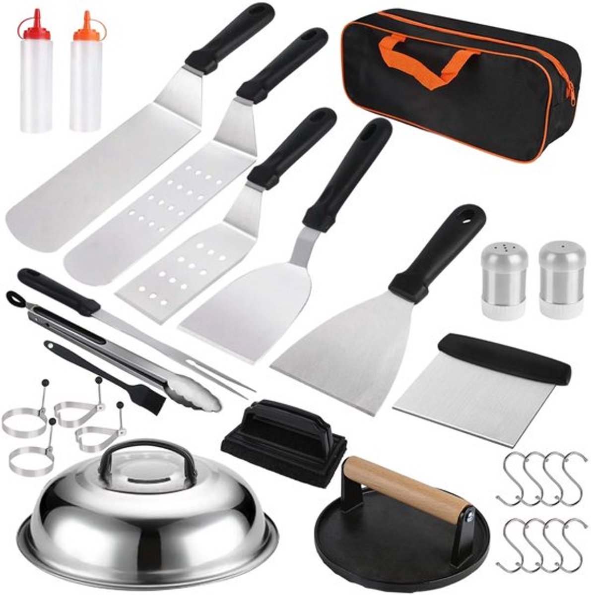 29-delige RVS BBQ Grill Gereedschapset Grillspatel Antislip Handvat Veelzijdige Kookgereedschapset Binnen Bui