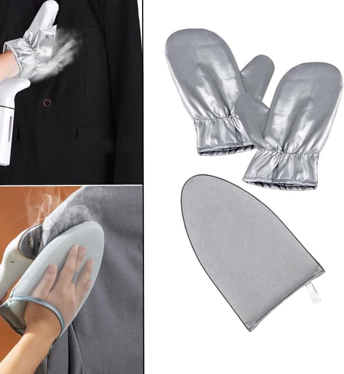 Stoom strijkhanden set - Hittebestendige handschoenen - Kleding strijken - Anti-verbranding bescherming - 3 stuks - Zilver