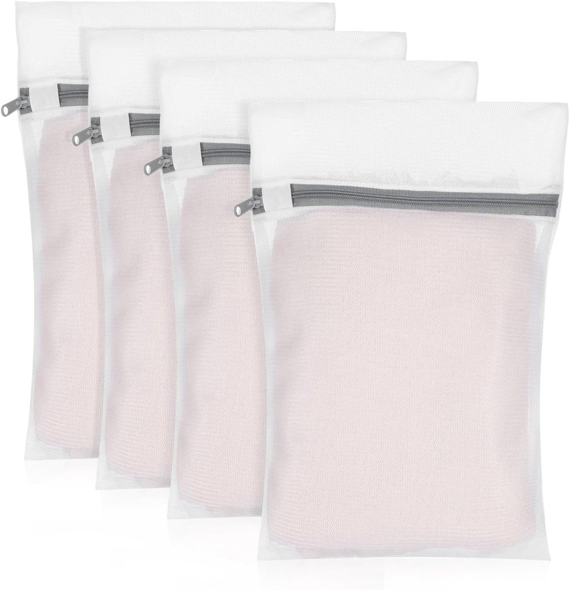 Netwaszakken Wasmachine - Wasnetten Kleine Waszak - Gevoelige Kleding Wassen - Met Veilige Ritssluiting - 30 x 20 cm - Wit