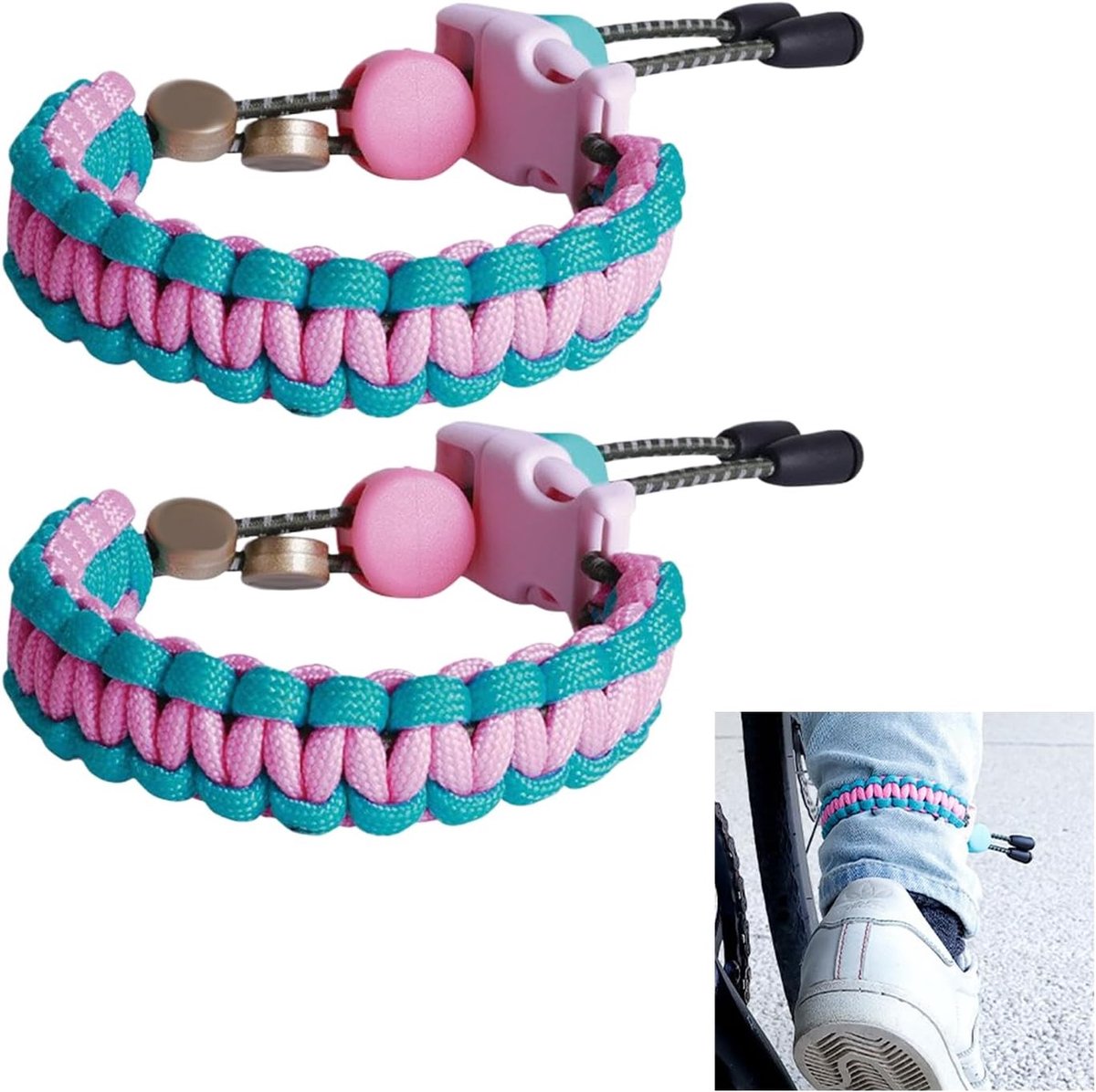 Set van 2 Beschermbanden voor Broeken in Roze en Blauw - Ideaal voor Kledingbescherming en Modeaccessoires