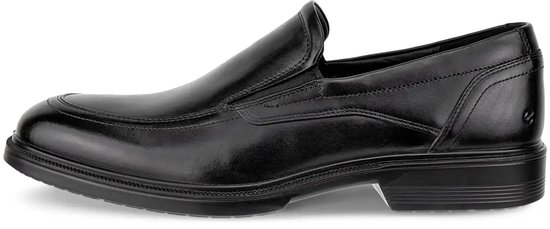 Zwarte ECCO leren mocassin met ronde neus en lage hak.