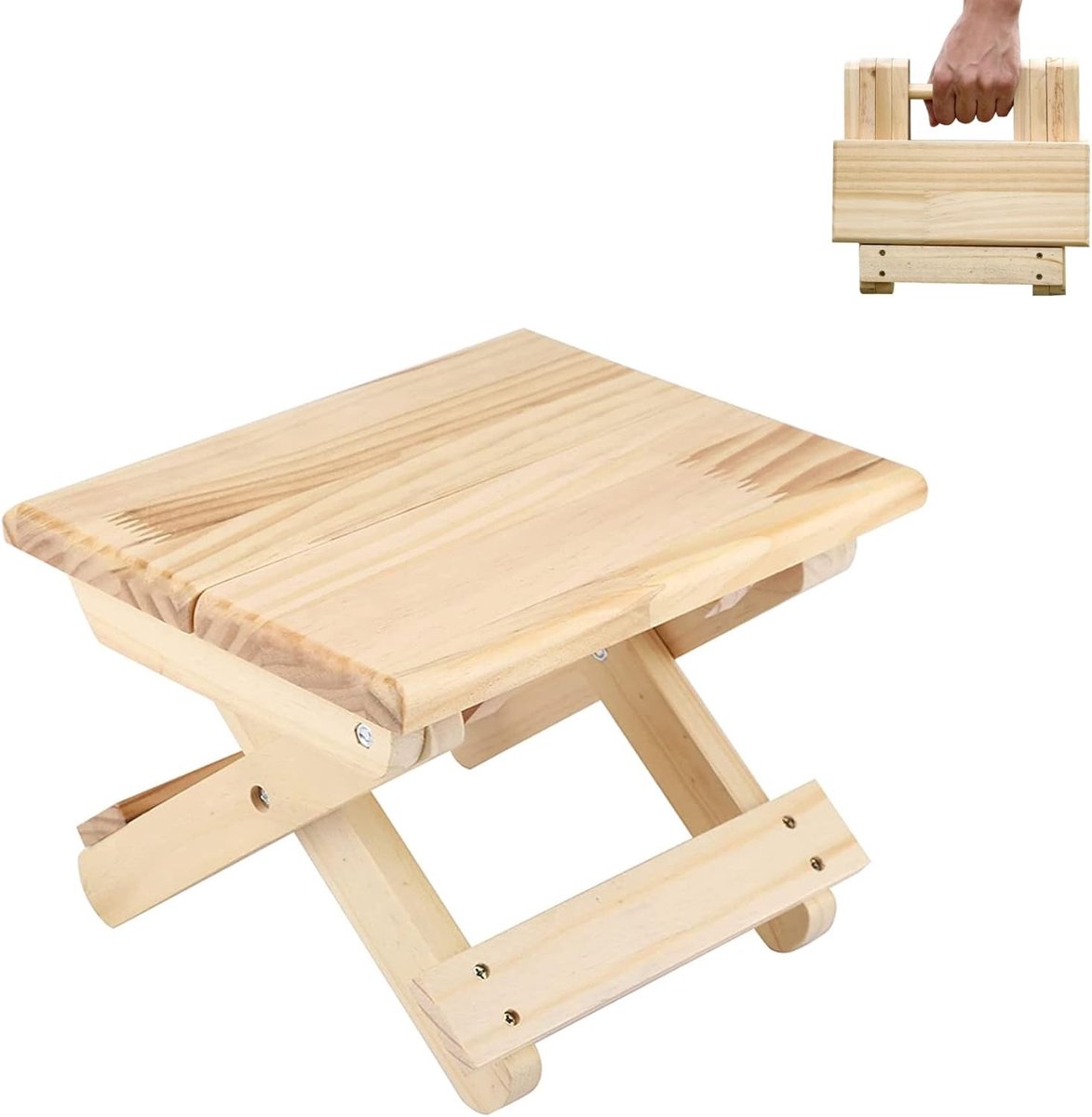 Campingstoel kind - S4784 - 24 x 21 x 20 cm - Opvouwbare Houten Kruk - Voor Thuis en Reizen