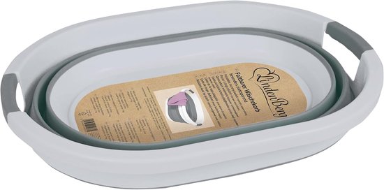 Opvouwbare wasmand - Wasbak opklapbaar - Ruimtebesparend opbergen - BPA-vrij kunststof - 36 Liter - Wit-grijs — afbeelding 5