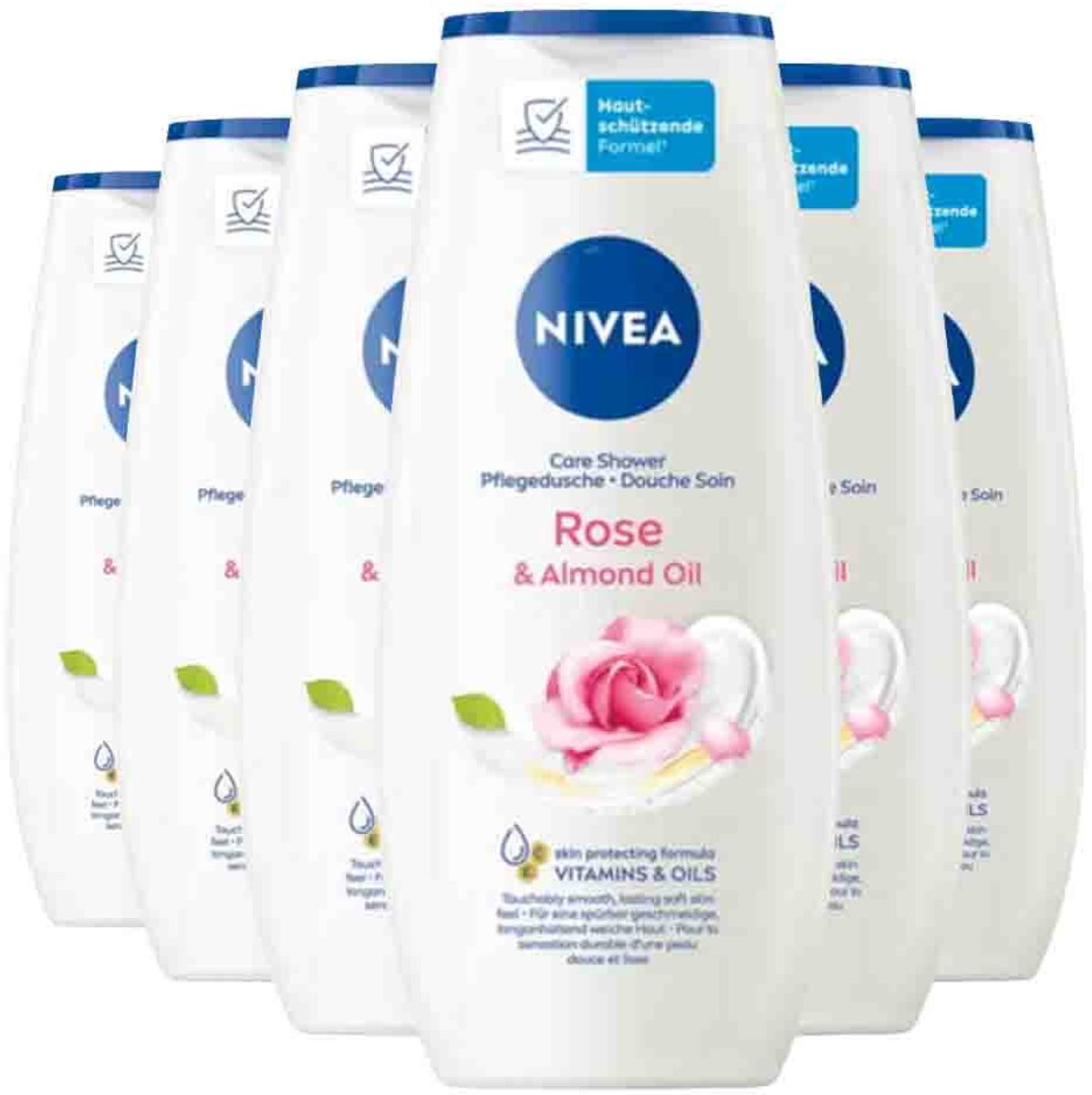 NIVEA Douchegel Rose & Almond Oil - 6 x 250 ml - Voordeelverpakking